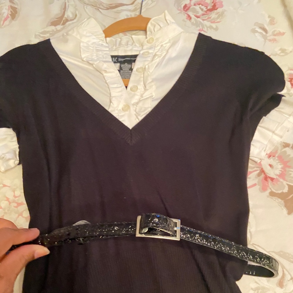 INC short sleeved sweater with beautiful ruffles.